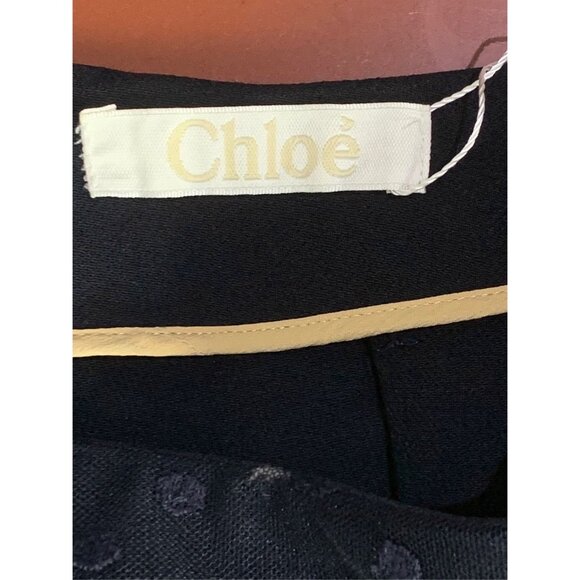 Chloé Black Polka Dot Lace A-Line Skirt With Transparent Gauze Hem - Picture 3 of 5